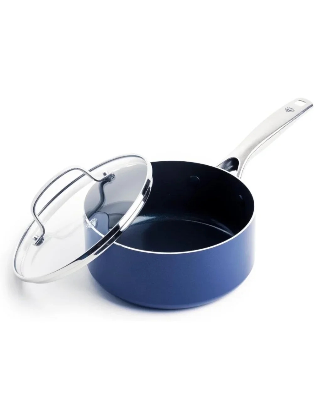 Blue Nonstick 2QT Saucepan with Lid, PFAS-Free Ceramic, Oven & Dishwasher Safe